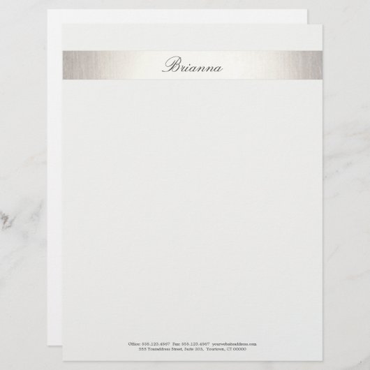 Einfache formelle Hochzeitsberaterin Silver Stripi Briefbogen (Vorne/Hinten)