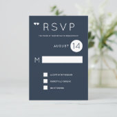 Einfache formelle marineblaue Hochzeit rsvp Einladung (Stehend Vorderseite)