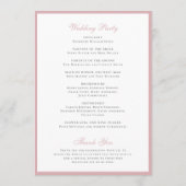 Einfache formelle, rosa Rose Hochzeit Programm (Rückseite)