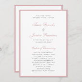 Einfache formelle, rosa Rose Hochzeit Programm (Vorne/Hinten)