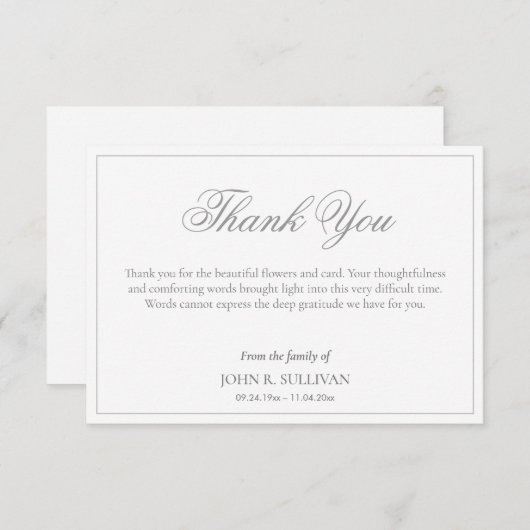 Einfache formelle Skriptbeerdigung Danke (Vorne/Hinten)