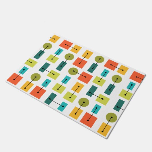 Einfache Formen des Atomzeitalters mehrfarbig Fußmatte (Schrägansicht)