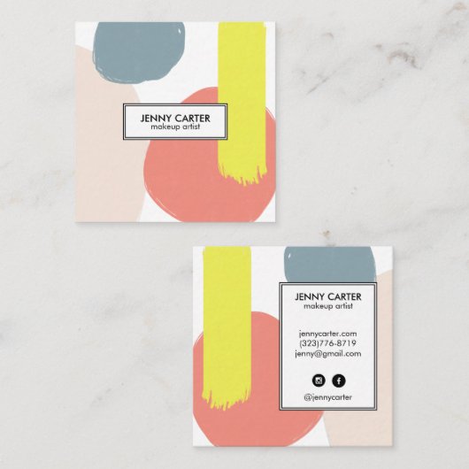 Einfache Formen Minimalistisch Cool Limon rosa Quadratische Visitenkarte (Vorne/Hinten)