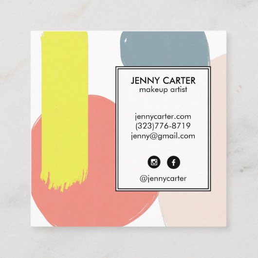 Einfache Formen Minimalistisch Cool Limon rosa Quadratische Visitenkarte (Rückseite)