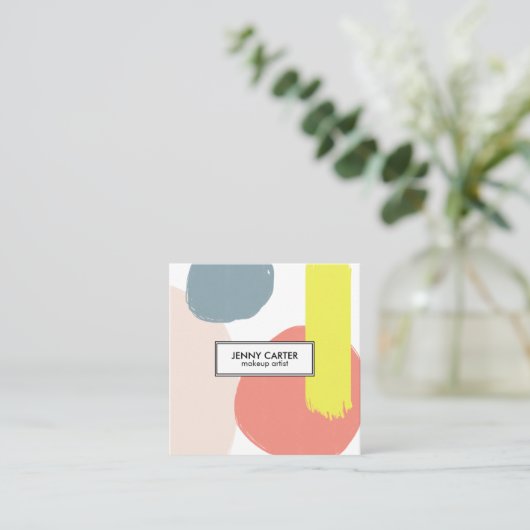 Einfache Formen Minimalistisch Cool Limon rosa Quadratische Visitenkarte (Stehend Vorderseite)