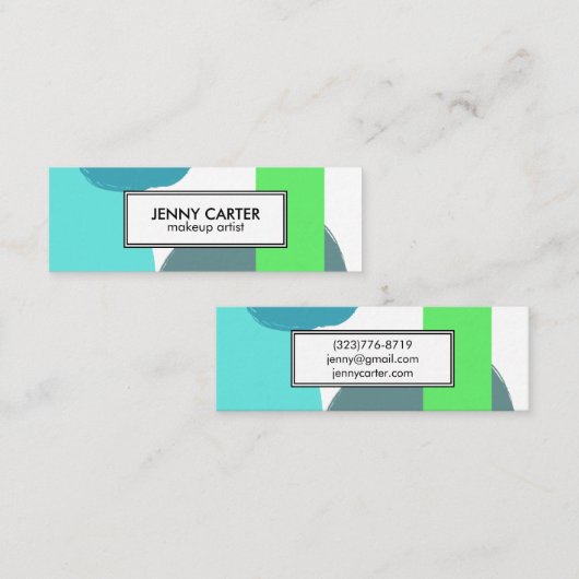 Einfache Formen Minimalistisches Blau Mini Visitenkarte (Vorne/Hinten)