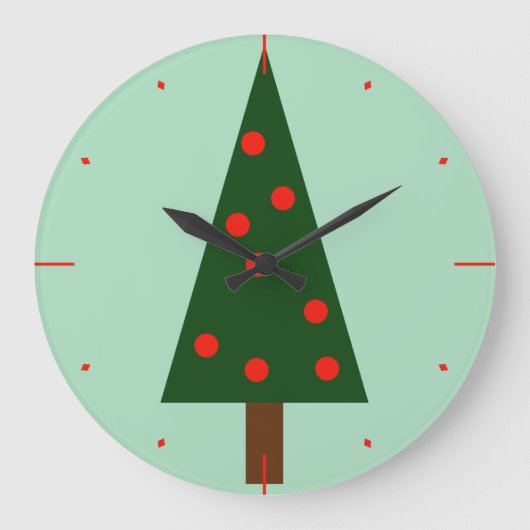 Einfache Formen Weihnachtsbaum Große Wanduhr (Vorderseite)