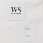 Einfache formgraue Monogramm-Fett-Typografie Quadratische Visitenkarte (Vorne/Hinten)