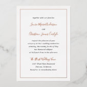 Einfache formschöne Rosa-Blush-Hochzeit-Rose Gold Folieneinladung (Vorderseite)