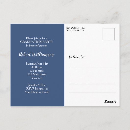 Einfache Foto Abschluss Einladung Postkarte (Rückseite)