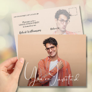Einfache Foto Abschluss Einladung Postkarte