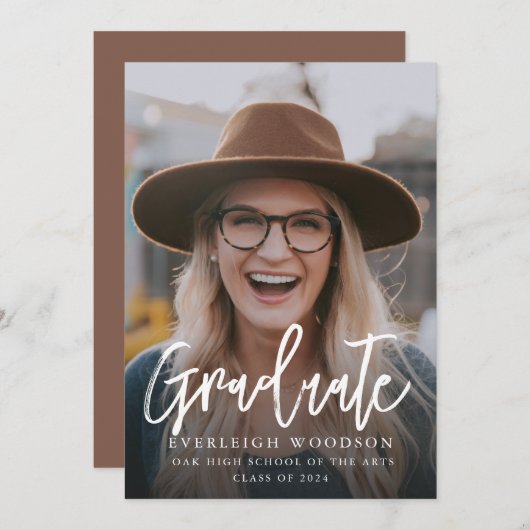 Einfache Foto-Abschluss-Klasse 2024 Einladung (Vorne/Hinten)