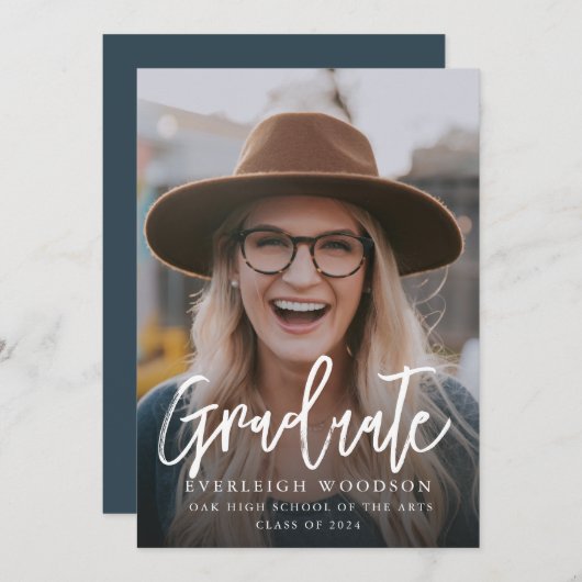 Einfache Foto-Abschluss-Klasse 2024 Einladung (Vorne/Hinten)
