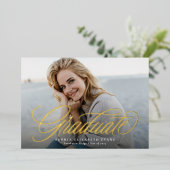 Einfache Foto-Abschluss mit eleganten Skripten Folieneinladung (Stehend vorne)