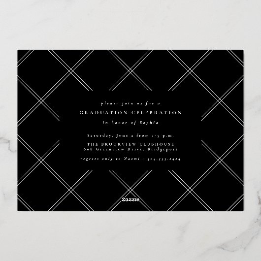 Einfache Foto-Abschluss mit eleganten Skripten Folieneinladung (Rückseite)