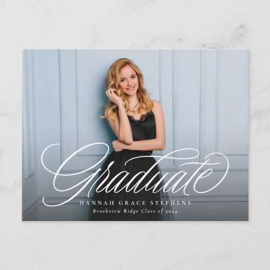 Einfache Foto-Abschluss mit eleganten Skripten Postkarte (Vorderseite)