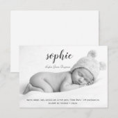 Einfache Foto Baby Birth Ankündigung Custom Card (Vorne/Hinten)