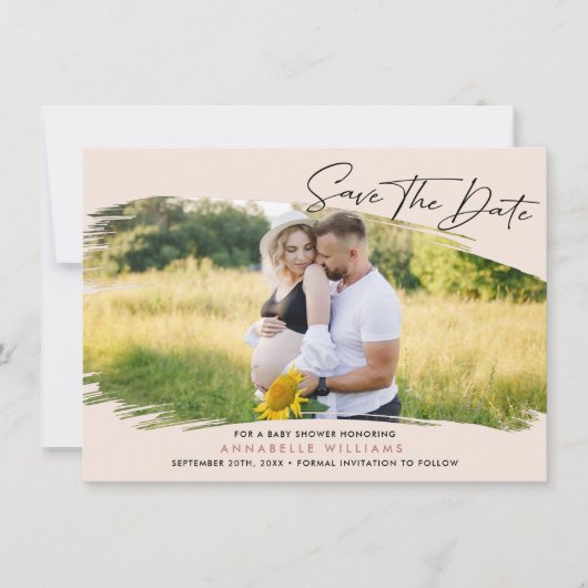 Einfache Foto Babydusche Save The Date (Vorderseite)