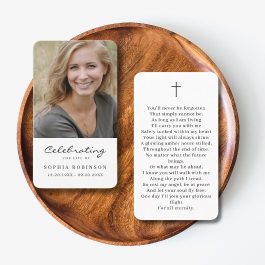 Einfache Foto Beerdigung Beileid Gebetskarte Visitenkarte