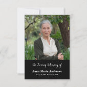 Einfache Foto Beerdigung Danke Black Card (Vorderseite)