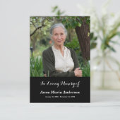 Einfache Foto Beerdigung Danke Black Card (Stehend Vorderseite)