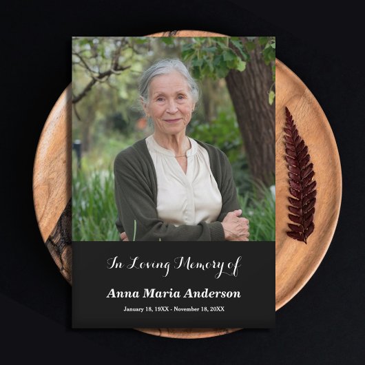 Einfache Foto Beerdigung Danke Black Card