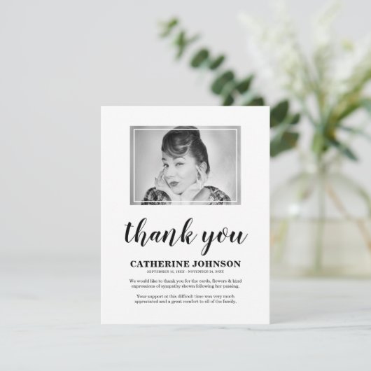 Einfache Foto Beerdigung Dankeschön Karte (Stehend Vorderseite)