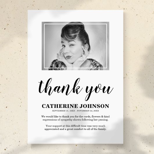 Einfache Foto Beerdigung Dankeschön Karte