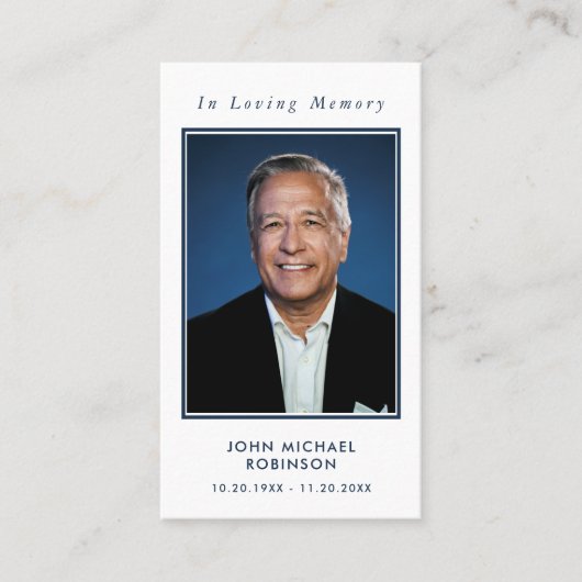 Einfache Foto Beerdigung Gedenkkarte Beileid Gebet Visitenkarte (Vorderseite)