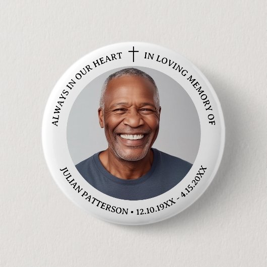 Einfache Foto-Beerdigung Memorial Keepake Button (Vorderseite)