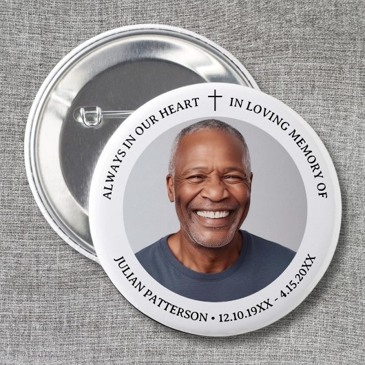 Einfache Foto-Beerdigung Memorial Keepake Button