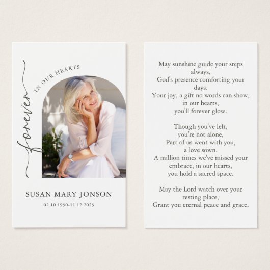 Einfache Foto-Beerdigungskarte (Vorne & Hinten)