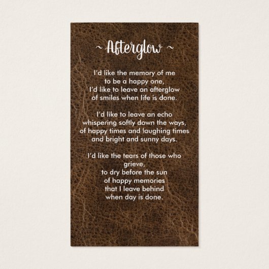 Einfache Foto-Beerdigungskarte (Rückseite)