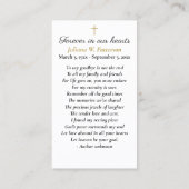 Einfache Foto-Beerdigungskarte Visitenkarte (Rückseite)