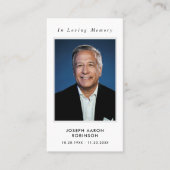 Einfache Foto-Beerdigungskarte Visitenkarte (Vorderseite)