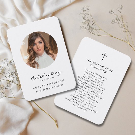 Einfache Foto-Beerdigungskarte Visitenkarte