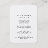 Einfache Foto-Beerdigungskarte Visitenkarte (Rückseite)