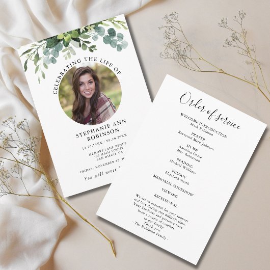 Einfache Foto-Beerdigungsorden Programm