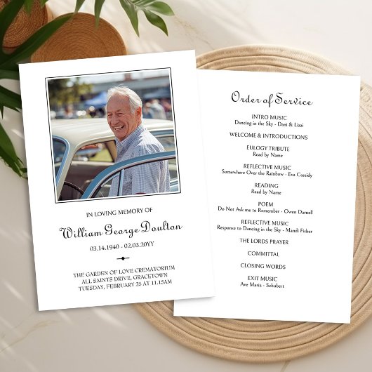 Einfache Foto-Beerdigungsreihenfolge des Servicepr Einladung