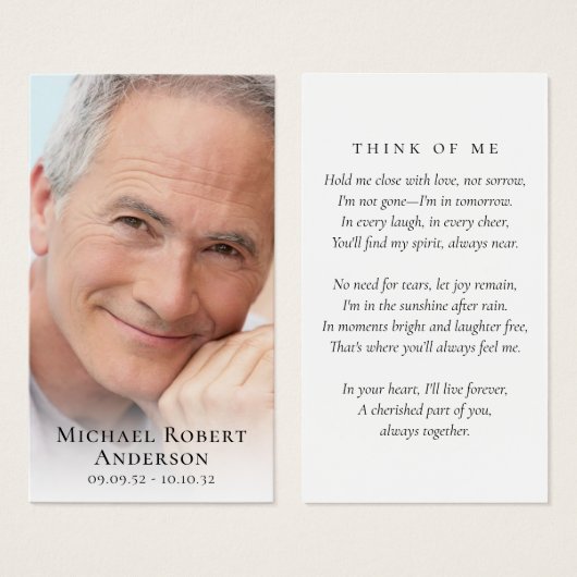 Einfache Foto Beileid Beerdigung Gedenkkarte (Vorne & Hinten)