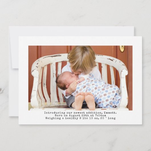 Einfache Foto Birth Ankündigung (Rückseite)