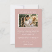 Einfache Foto-Blush-Pink-Hochzeit Dankeskarte (Rückseite)
