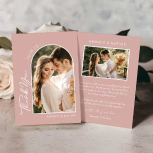 Einfache Foto-Blush-Pink-Hochzeit Dankeskarte