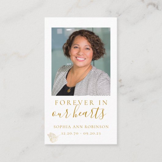 Einfache Foto-Butterfly-Beerdigungskarte Visitenkarte (Vorderseite)