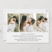 Einfache Foto Collage Elegante Hochzeit Einladung (Vorderseite)