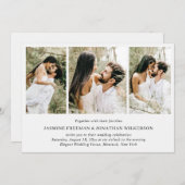 Einfache Foto Collage Elegante Hochzeit Einladung (Vorne/Hinten)