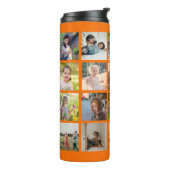 Einfache Foto-Collage mit Monogramm Keepake-Orange Thermosbecher (Nach links gedreht)