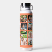 Einfache Foto-Collage mit Monogramm Keepake-Orange Trinkflasche (Rückseite)