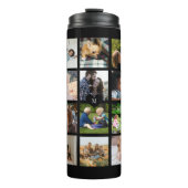 Einfache Foto-Collage mit Monogramm Sake schwarz Thermosbecher (Vorderseite)