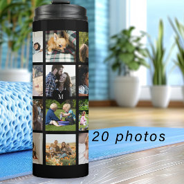 Einfache Foto-Collage mit Monogramm Sake schwarz Thermosbecher